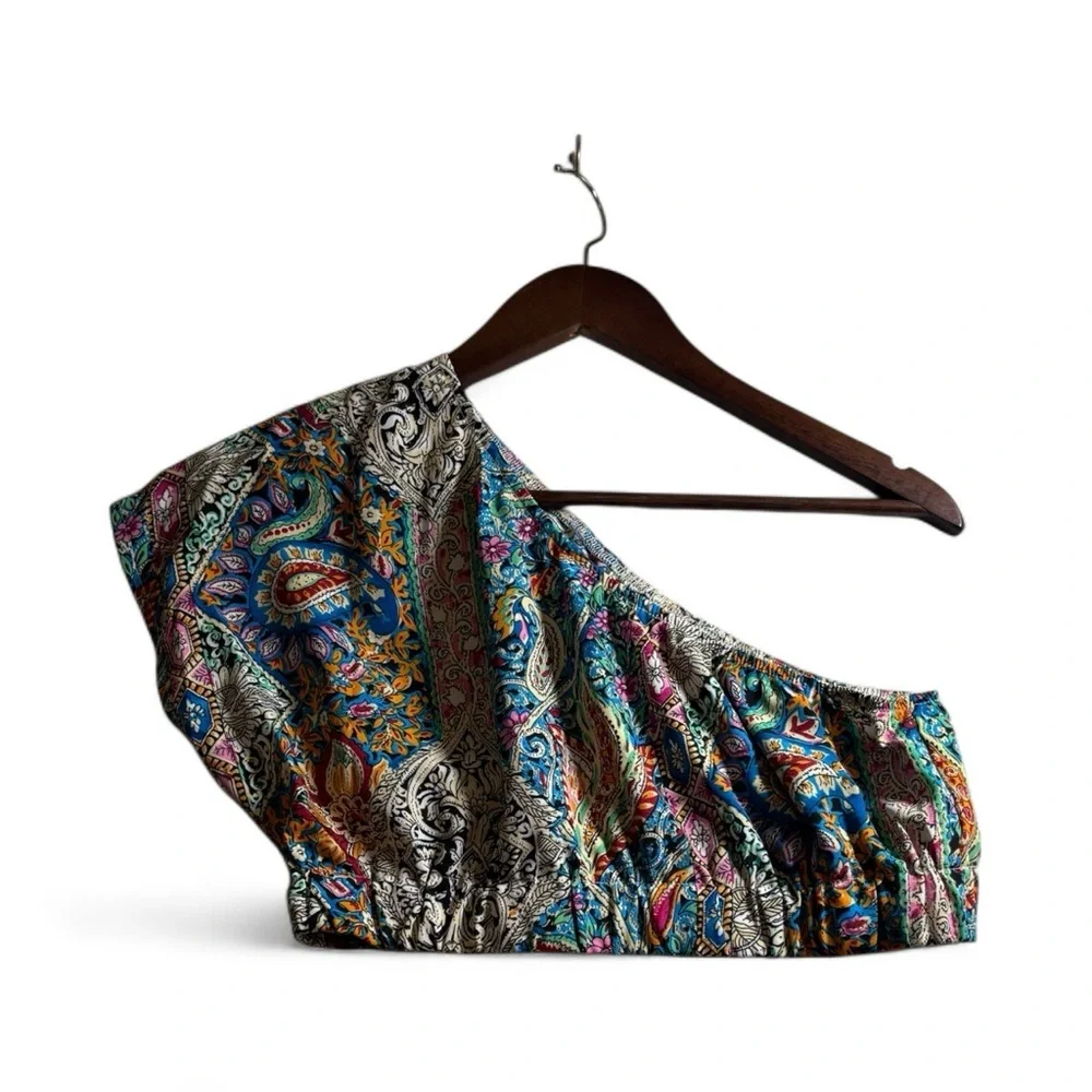 Paisley Print Two-Piece Set | Crop Top & Maxi Skirt | Boho Chic | Size Large